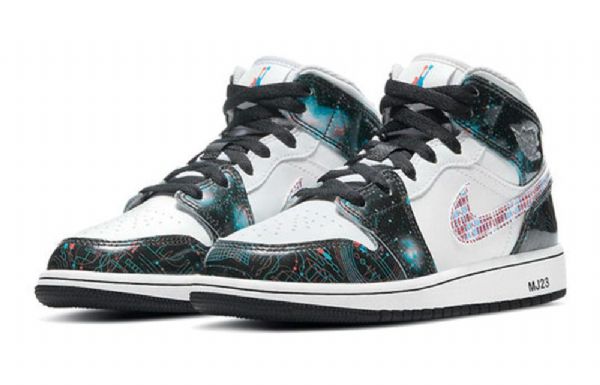 Nike Air Jordan 1 Mid Tops Se Gs Koripallokengät Miehille Valkoinen Musta