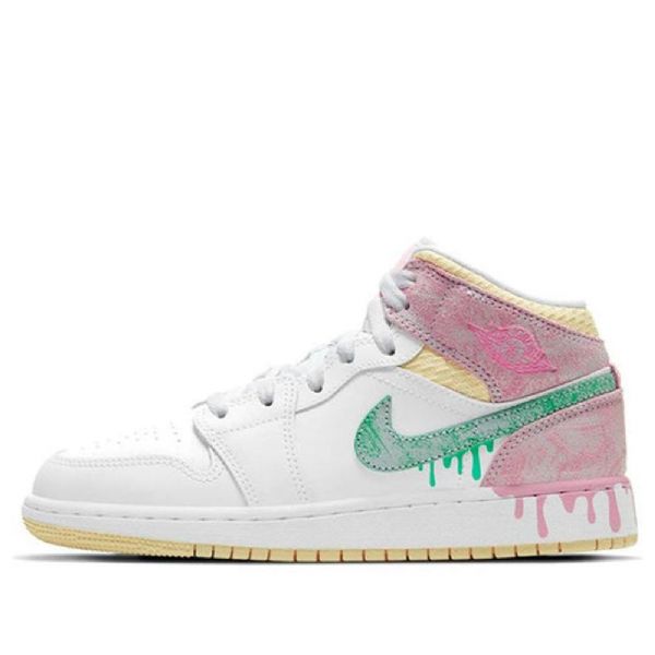Nike Air Jordan 1 Mid Tops Se Gs Koripallokengät Miehille Valkoinen Pinkki