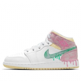 Nike Air Jordan 1 Mid Tops Se Gs Koripallokengät Miehille Valkoinen Pinkki
