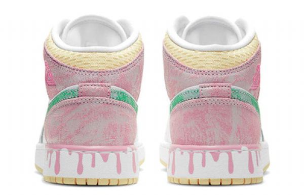 Nike Air Jordan 1 Mid Tops Se Gs Koripallokengät Miehille Valkoinen Pinkki