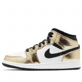 Nike Air Jordan 1 Mid Tops Se Gs Koripallokengät Miesten Kulta