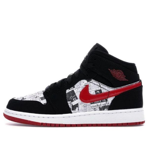 Nike Air Jordan 1 Mid Tops Se Gs Koripallokengät Miesten Musta Punainen