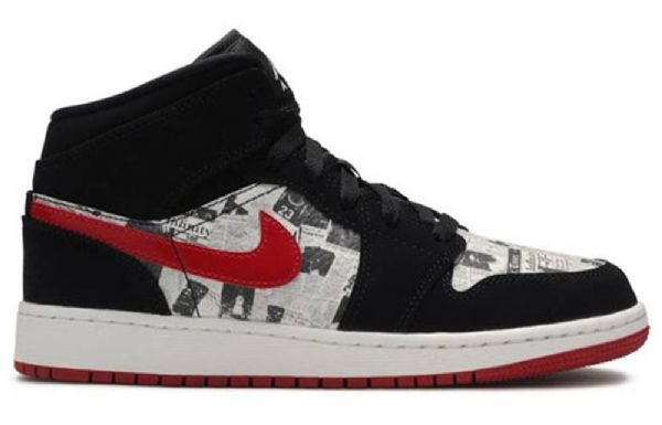 Nike Air Jordan 1 Mid Tops Se Gs Koripallokengät Miesten Musta Punainen