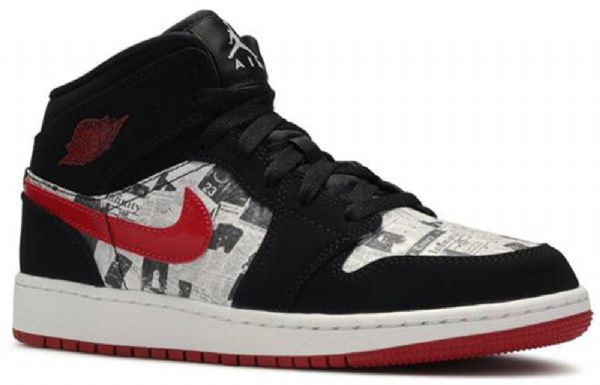 Nike Air Jordan 1 Mid Tops Se Gs Koripallokengät Miesten Musta Punainen