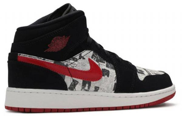 Nike Air Jordan 1 Mid Tops Se Gs Koripallokengät Miesten Musta Punainen