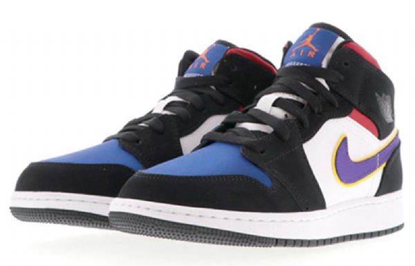 Nike Air Jordan 1 Mid Tops Se Gs Koripallokengät Miesten Musta Sininen
