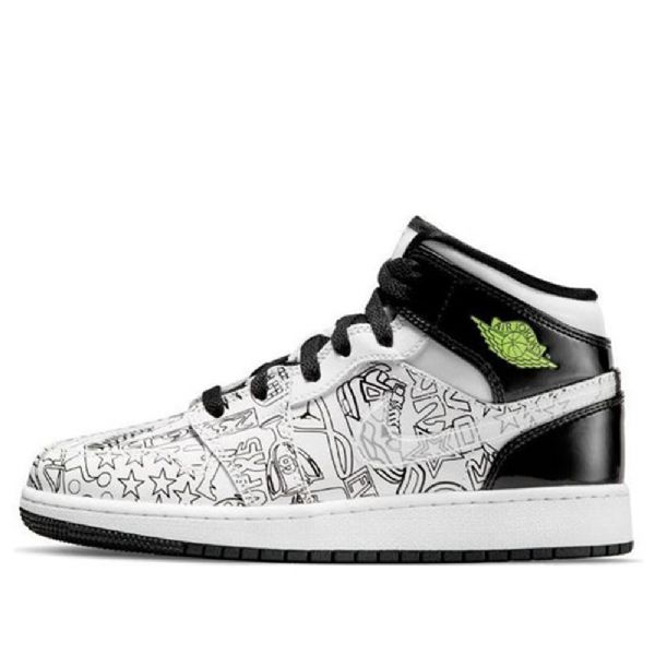 Nike Air Jordan 1 Mid Tops Se Gs Koripallokengät Miesten Musta Valkoinen