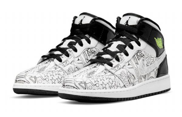 Nike Air Jordan 1 Mid Tops Se Gs Koripallokengät Miesten Musta Valkoinen