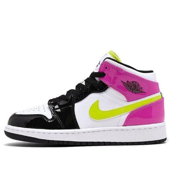Nike Air Jordan 1 Mid Tops Se Gs Koripallokengät Miesten Musta Valkoinen Fuksia