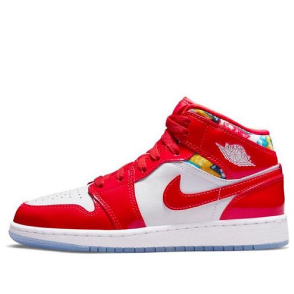 Nike Air Jordan 1 Mid Tops Se Gs Koripallokengät Miesten Punainen Valkoinen