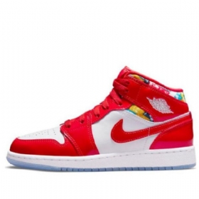 Nike Air Jordan 1 Mid Tops Se Gs Koripallokengät Miesten Punainen Valkoinen