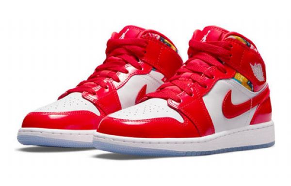 Nike Air Jordan 1 Mid Tops Se Gs Koripallokengät Miesten Punainen Valkoinen