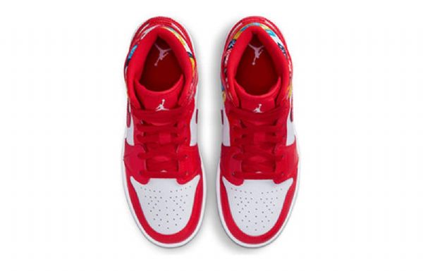 Nike Air Jordan 1 Mid Tops Se Gs Koripallokengät Miesten Punainen Valkoinen