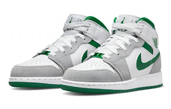 Nike Air Jordan 1 Mid Tops Se Gs Retro Koripallokengät Miehille Harmaa Vihreä
