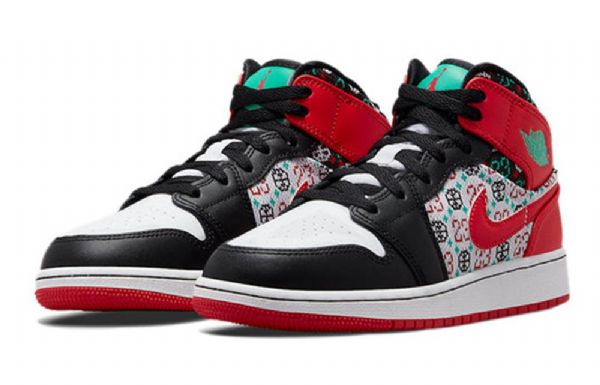 Nike Air Jordan 1 Mid Tops Se Gs Retro Koripallokengät Miehille Musta Punainen