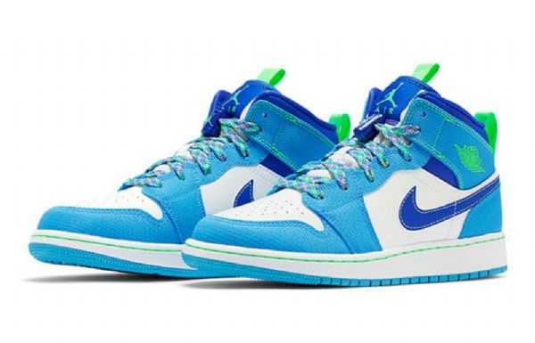 Nike Air Jordan 1 Mid Tops Se Gs Retro Koripallokengät Miehille Sininen Valkoinen