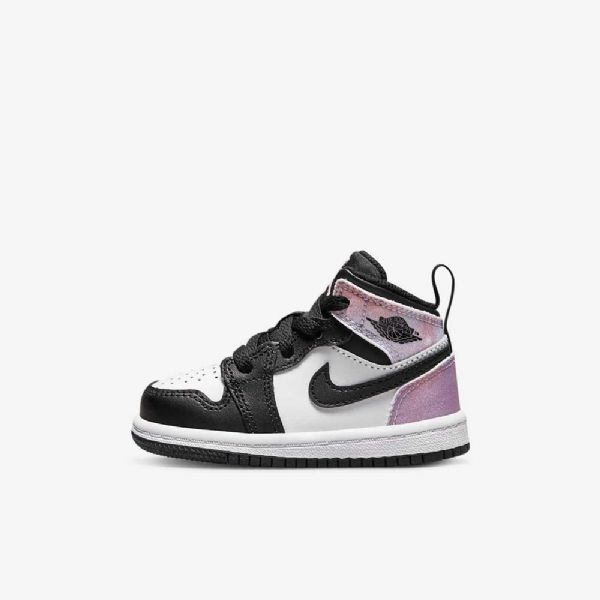 Nike Air Jordan 1 Mid Tops Se Kengät Lapsille Musta Valkoinen Coral