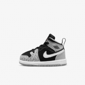 Nike Air Jordan 1 Mid Tops Se Kengät Lapsille Musta Valkoinen Vaaleanharmaa Punainen
