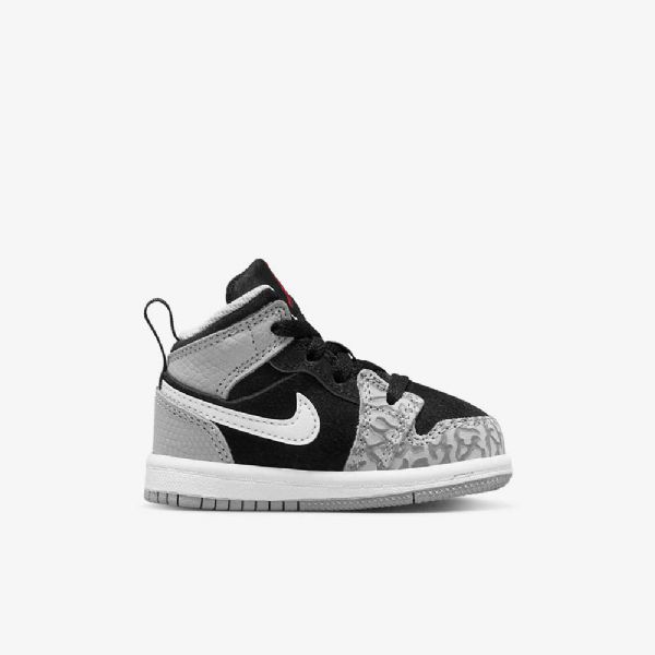 Nike Air Jordan 1 Mid Tops Se Kengät Lapsille Musta Valkoinen Vaaleanharmaa Punainen
