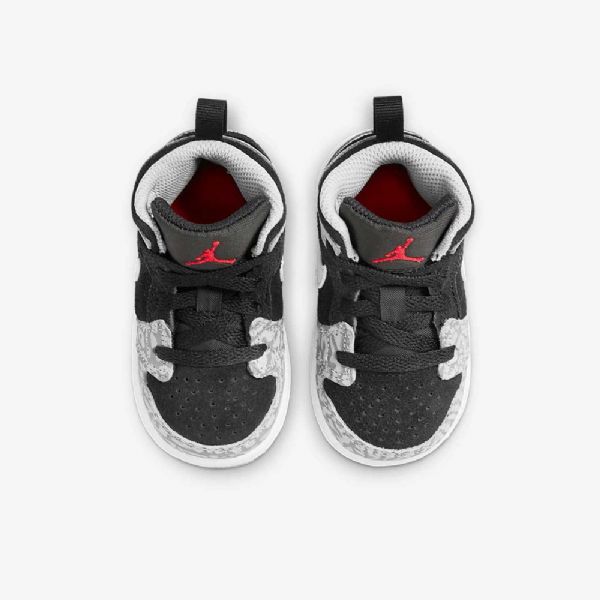 Nike Air Jordan 1 Mid Tops Se Kengät Lapsille Musta Valkoinen Vaaleanharmaa Punainen