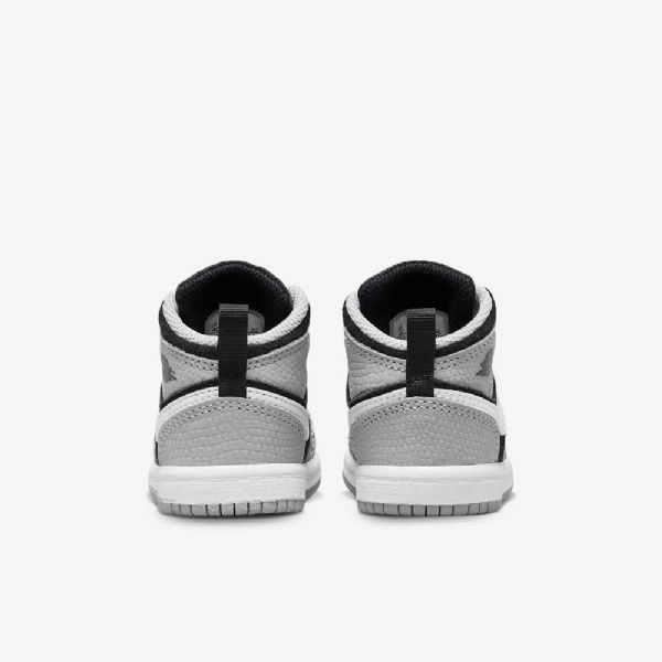 Nike Air Jordan 1 Mid Tops Se Kengät Lapsille Musta Valkoinen Vaaleanharmaa Punainen