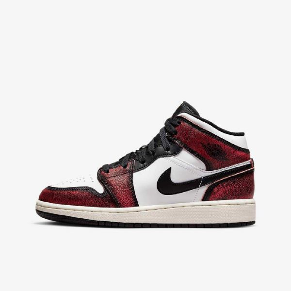 Nike Air Jordan 1 Mid Tops Se Kengät Lapsille Mustavalkoinen