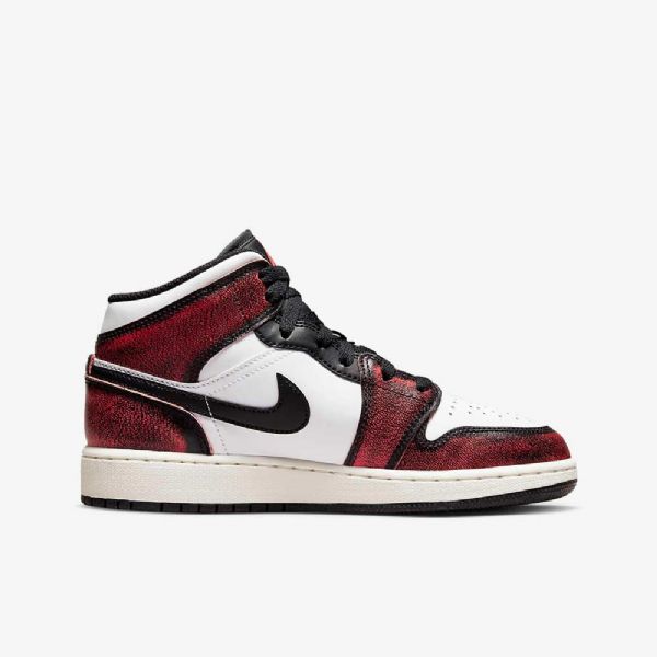 Nike Air Jordan 1 Mid Tops Se Kengät Lapsille Mustavalkoinen