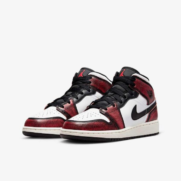 Nike Air Jordan 1 Mid Tops Se Kengät Lapsille Mustavalkoinen