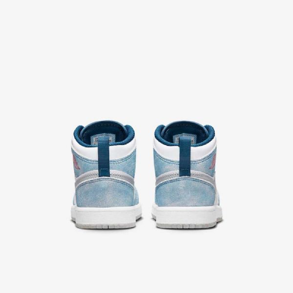 Nike Air Jordan 1 Mid Tops Se Kengät Lapsille Sininen Valkoinen Vaaleanharmaa Punainen
