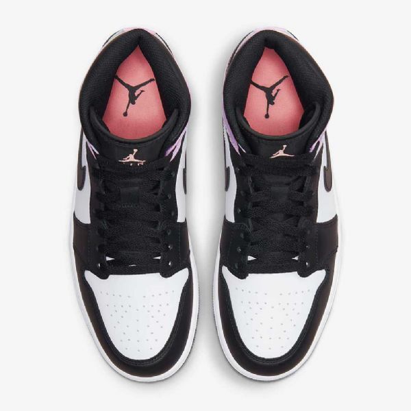 Nike Air Jordan 1 Mid Tops Se Kengät Miehille Musta Valkoinen Coral
