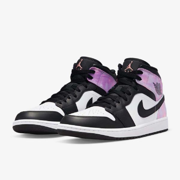 Nike Air Jordan 1 Mid Tops Se Kengät Miehille Musta Valkoinen Coral