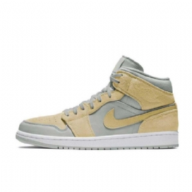 Nike Air Jordan 1 Mid Tops Se Kengät Naisille Harmaa Sitruuna Vaaleansininen