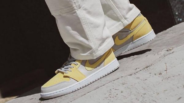 Nike Air Jordan 1 Mid Tops Se Kengät Naisille Harmaa Sitruuna Vaaleansininen
