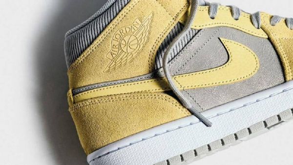 Nike Air Jordan 1 Mid Tops Se Kengät Naisille Harmaa Sitruuna Vaaleansininen