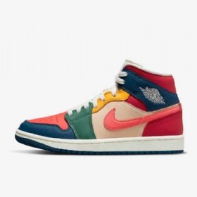 Nike Air Jordan 1 Mid Tops Se Kengät Naisille Sininen Punainen