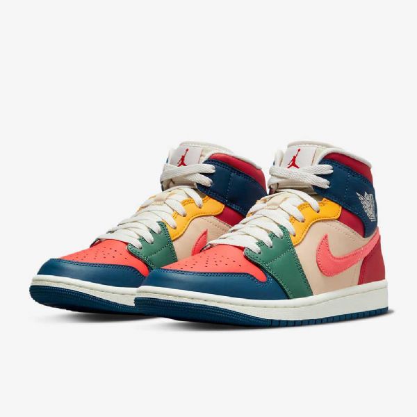 Nike Air Jordan 1 Mid Tops Se Kengät Naisille Sininen Punainen