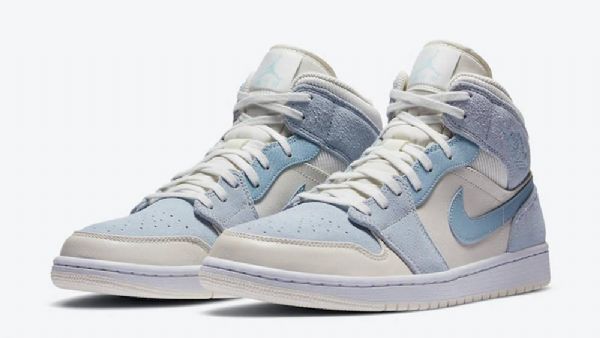 Nike Air Jordan 1 Mid Tops Se Miesten Kengät Vaaleansininen Valkoinen