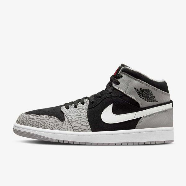 Nike Air Jordan 1 Mid Tops Se Naisten Kengät Musta Valkoinen Vaaleanharmaa Punainen