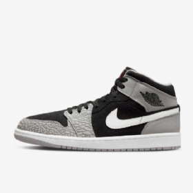 Nike Air Jordan 1 Mid Tops Se Naisten Kengät Musta Valkoinen Vaaleanharmaa Punainen