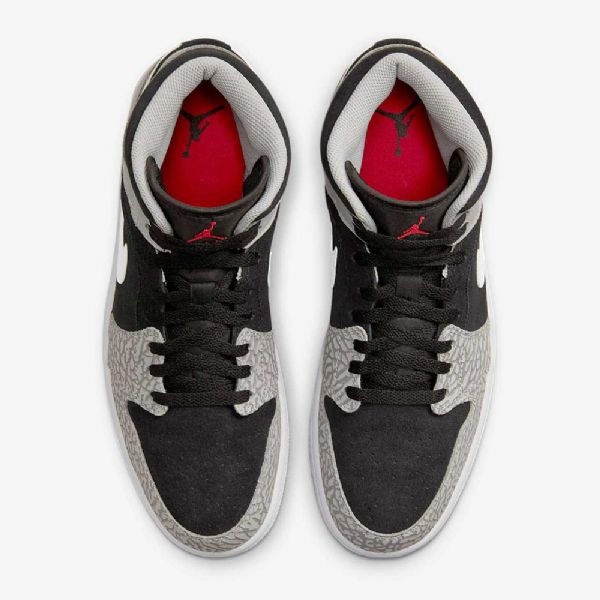 Nike Air Jordan 1 Mid Tops Se Naisten Kengät Musta Valkoinen Vaaleanharmaa Punainen