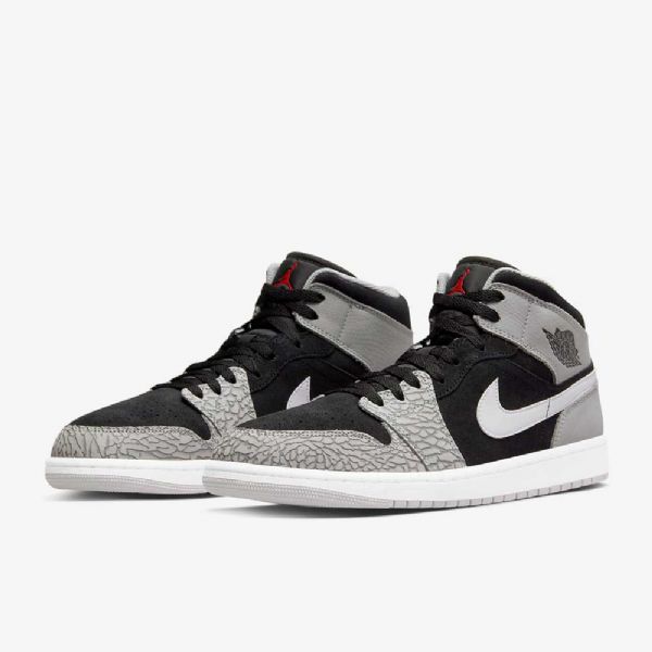 Nike Air Jordan 1 Mid Tops Se Naisten Kengät Musta Valkoinen Vaaleanharmaa Punainen