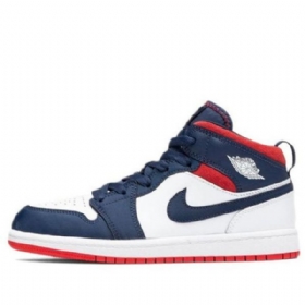 Nike Air Jordan 1 Mid Tops Se Ps Retro Koripallokengät Lapsille Laivastonvalkoinen