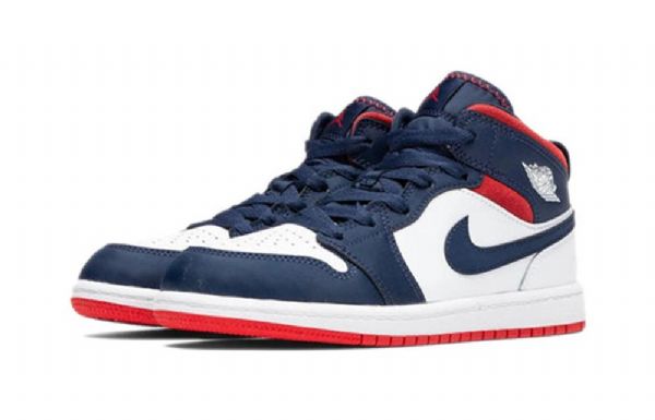 Nike Air Jordan 1 Mid Tops Se Ps Retro Koripallokengät Lapsille Laivastonvalkoinen