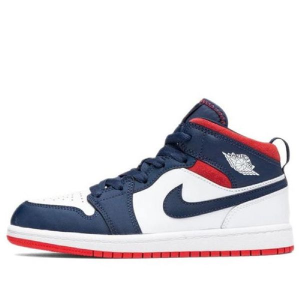 Nike Air Jordan 1 Mid Tops Se Ps Retro Koripallokengät Lapsille Laivastonvalkoinen