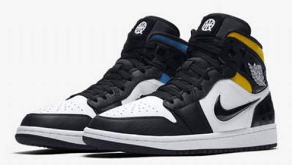 Nike Air Jordan 1 Mid Tops Se Quai 54 Miesten Kengät Musta Valkoinen