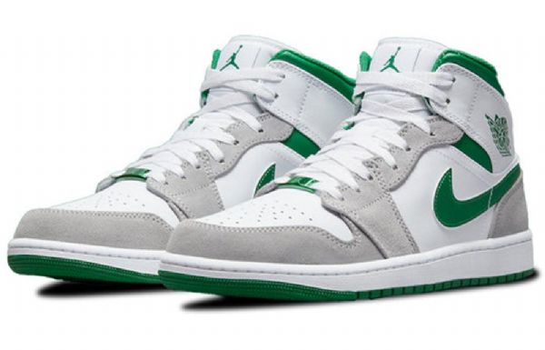 Nike Air Jordan 1 Mid Tops Se Retro Koripallokengät Miehille Harmaa Vihreä