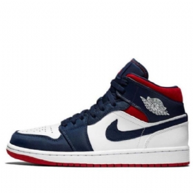 Nike Air Jordan 1 Mid Tops Se Retro Koripallokengät Miehille Laivastonvalkoinen