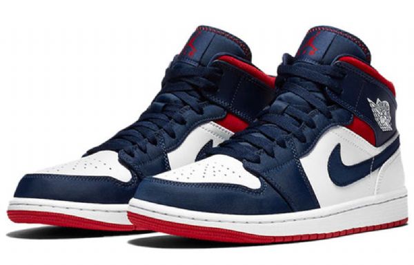 Nike Air Jordan 1 Mid Tops Se Retro Koripallokengät Miehille Laivastonvalkoinen