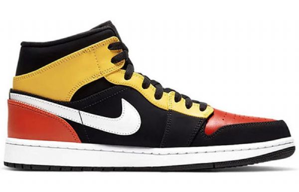Nike Air Jordan 1 Mid Tops Se Retro Koripallokengät Miehille Musta Keltainen Oranssi