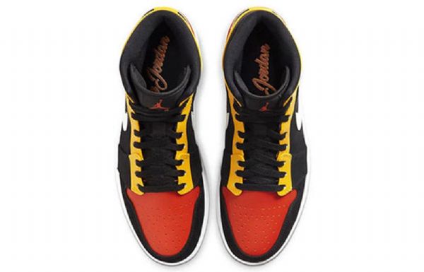 Nike Air Jordan 1 Mid Tops Se Retro Koripallokengät Miehille Musta Keltainen Oranssi